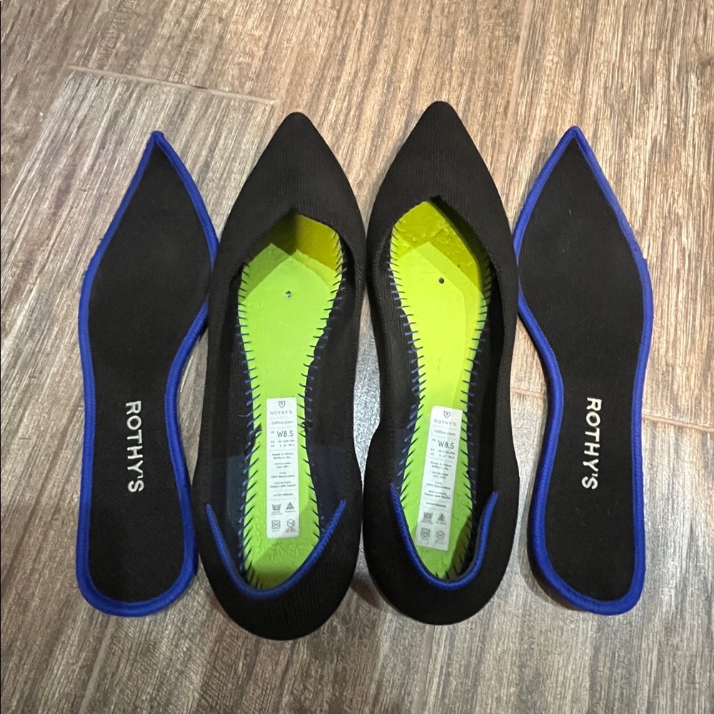 Rothy's Black The Point II Slip-On Shoes, Pointed-Toe Flats Machine Washable 8.5 - Picture 7 of 14